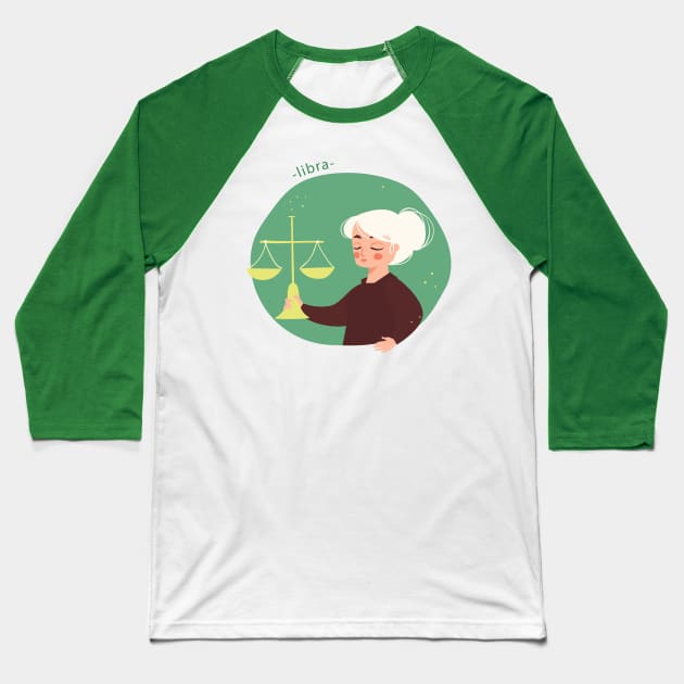 Libra Baseball T-Shirt by gnomeapple